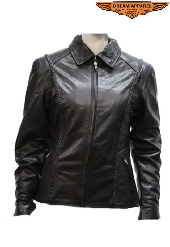 Womens Heavy Duty Leather Jacket Print Jacket Jacquard Jacket Embroidered Jacket