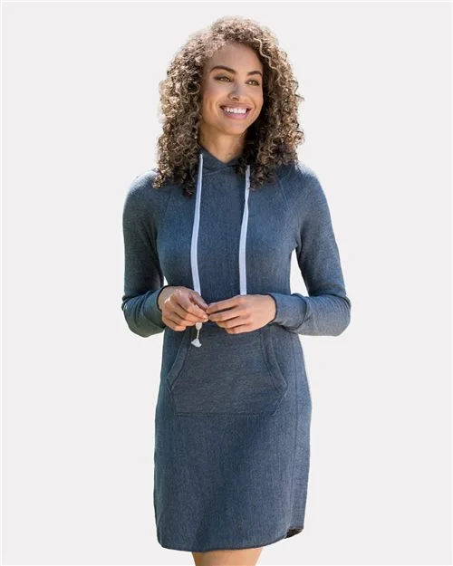 Women's Suzie Hooded Sweatshirt Dress Hoodie with Button Placket Classic Preppy