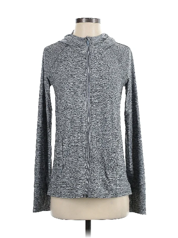 Zip Up Hoodie Hoodie with Front Slit Layering Stylish