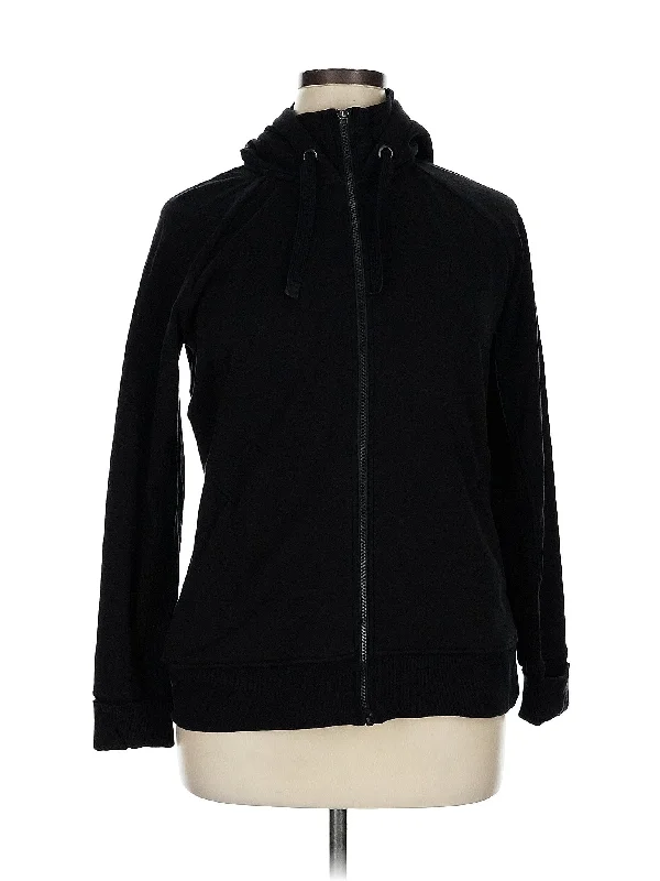 Zip Up Hoodie Hoodie with Ribbed Neckline Snug Warm