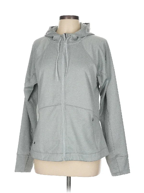 Zip Up Hoodie Hoodie with Ribbed Hem Stretchable Secure