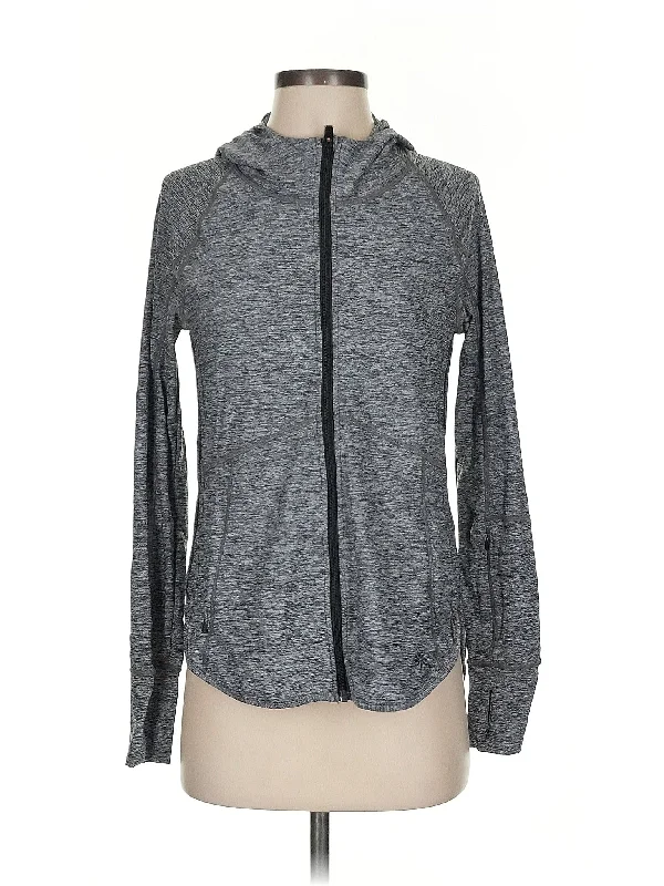 Zip Up Hoodie Hoodie with Side Slits Relaxed Casual