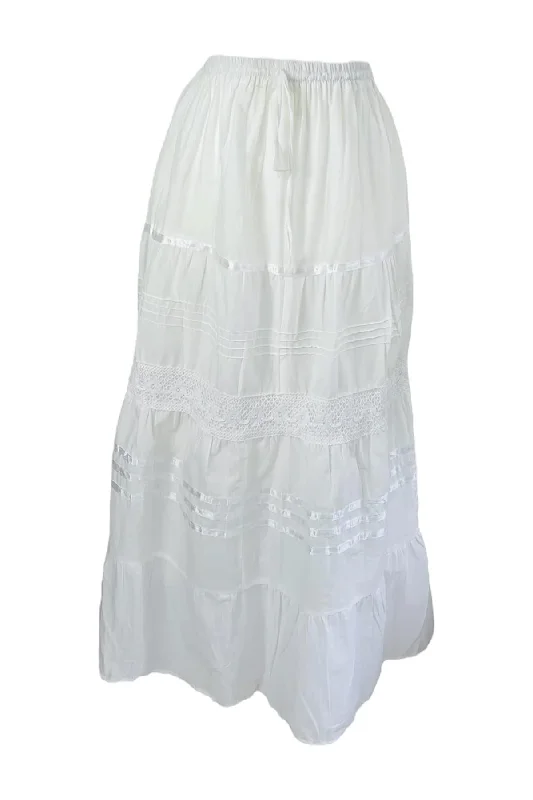 Amalfi Summer Maxi Skirt - White leather skirt sleek