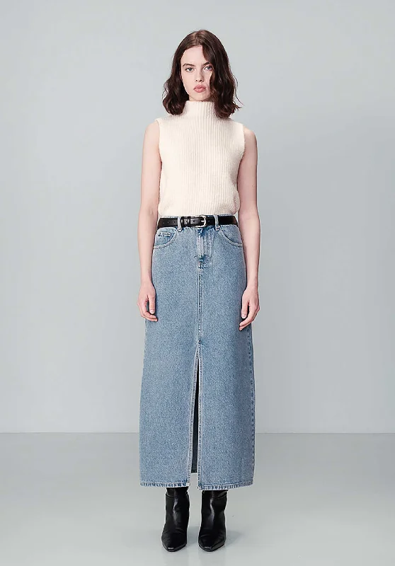 Denim Skirt Noham Nohame Bleu wool skirt warm