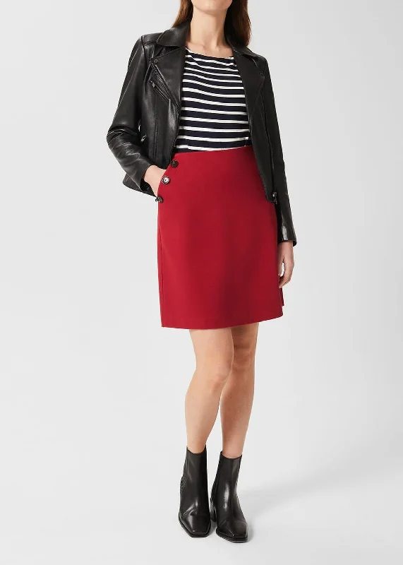 Teia Ponte Skirt 0122/7205/1185l00 Deep-Red asymmetrical skirt cut