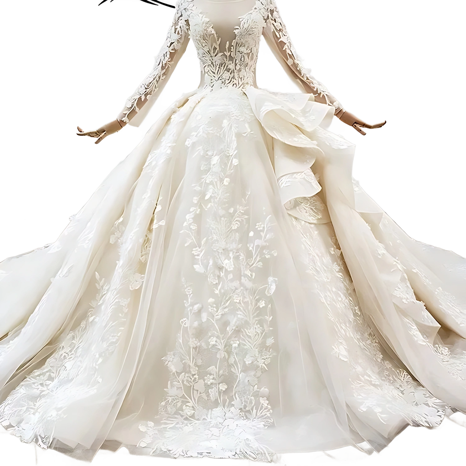 Dreamy Embroidered Ballgown Bridal Gown with Sparkling Beads and Full Skirt slim fit skirt