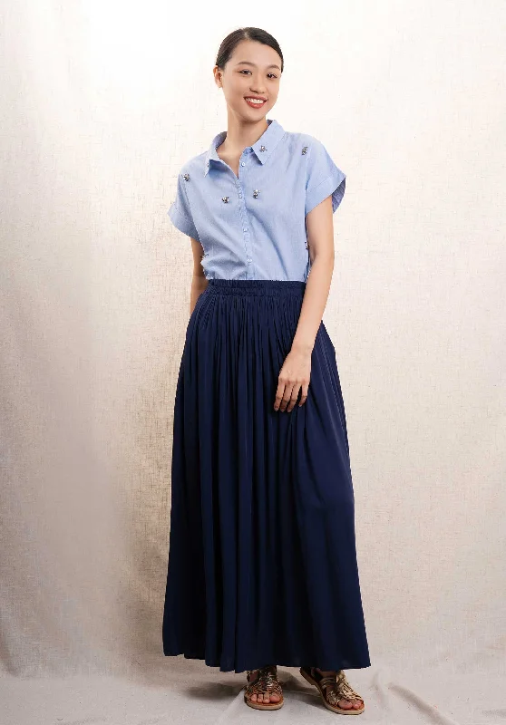 Skirt 61201u Blue chiffon skirt flowing