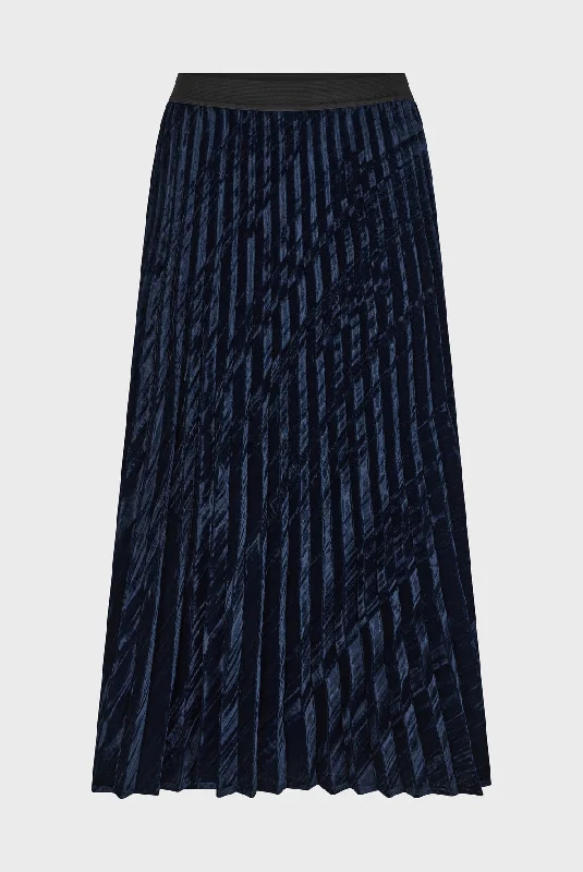 Skirt Caroline Daj25a093 Navy velvet skirt luxurious