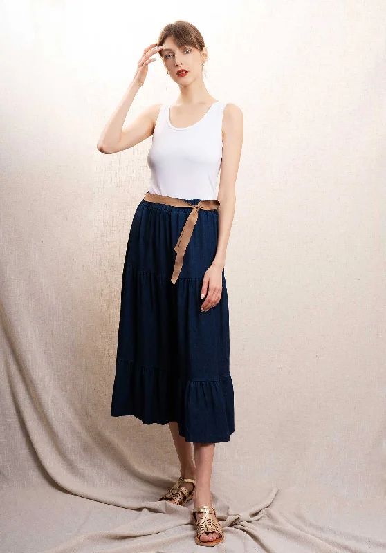 Skirt G1896 Navy maxi skirt elegant