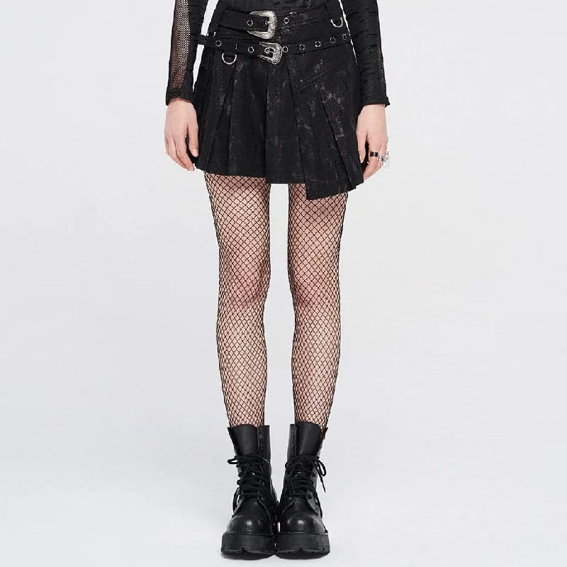 Women's Gothic Snakeskin Irregular Skirts With Belt wool skirt thick