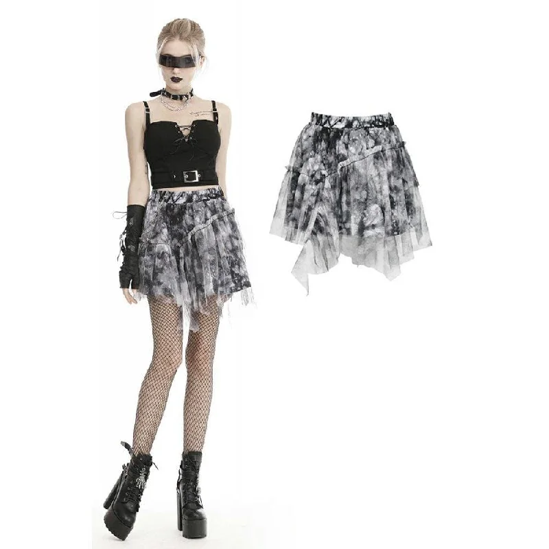 Women's Gothic Tie-dye Mesh Skirts denim skirt durable