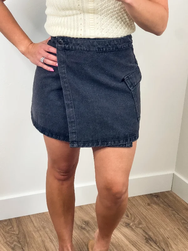 Wrap Denim Cargo Skirt chiffon skirt airy